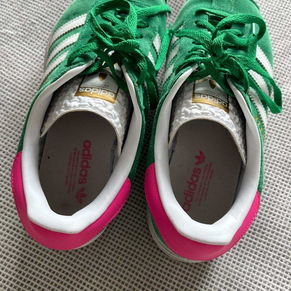 adidas Green White Pink Gazelle Low-Top Sneakers - Picture 4 of 6